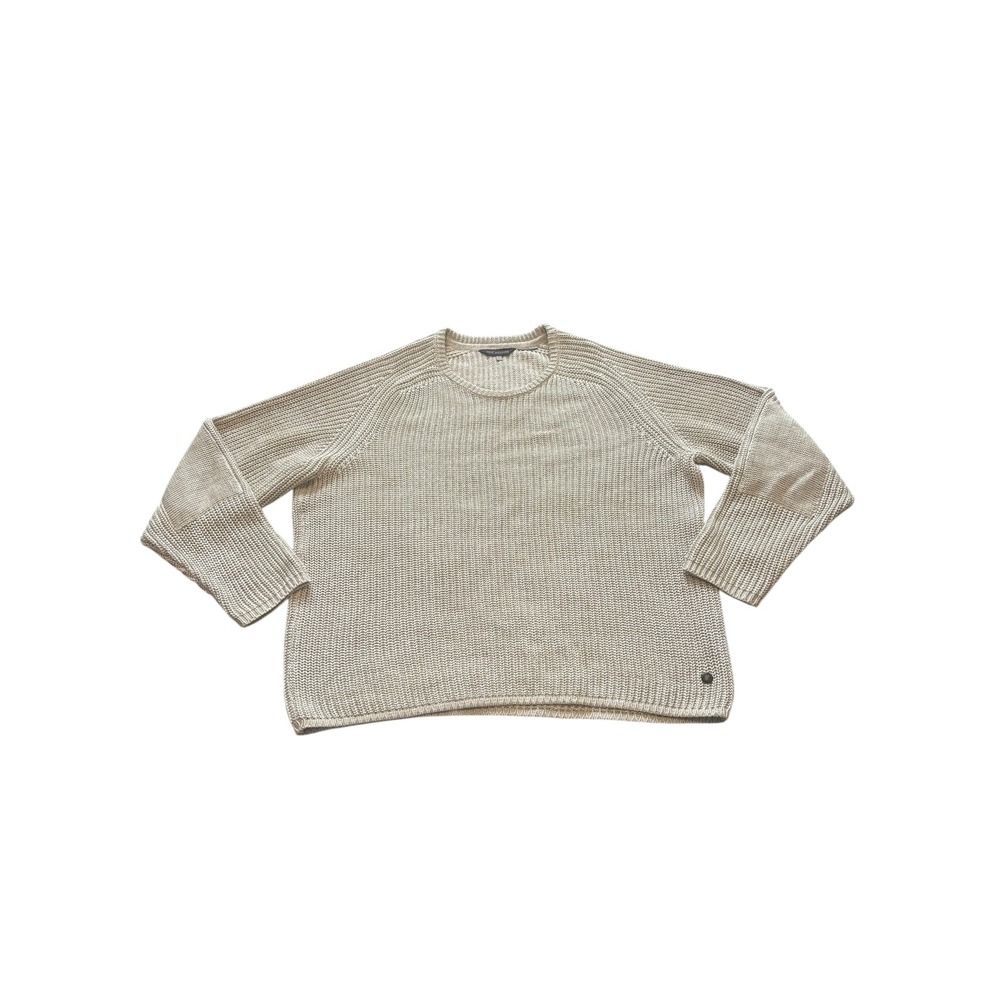 TRUE MEASURE Mens Linen Crew Neck Raglan Sleeve Sweater Beige‎ Size L
